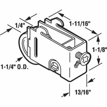 Prime-Line 1-1/4 in. Stamped Steel Roller Assembly, Unique Housing D 1687